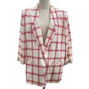 Worthington Vintage Classic 1980's USA Made Large Red Check Blazer Size XL
